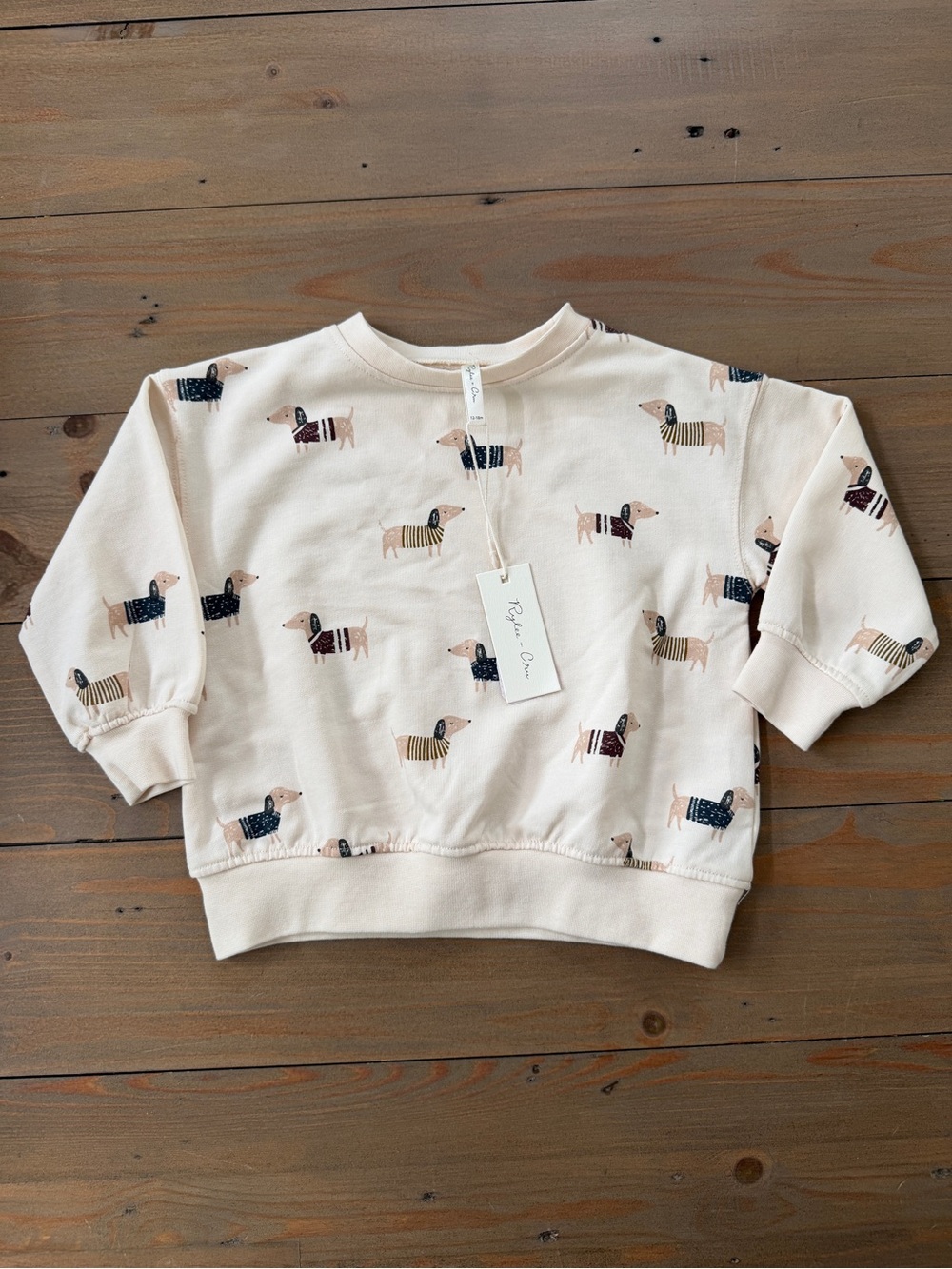 NWT Rylee + Cru Kids Cream Dachshund Print Sweatshirt - 12-18 Months